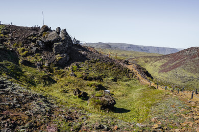 冰岛斯瑞努卡基古火山周边的苔原地貌