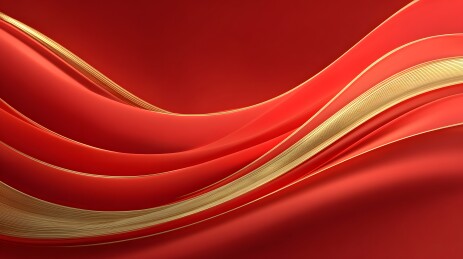 红色波浪与金色线条