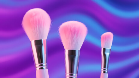 粉色渐变波浪化妆刷