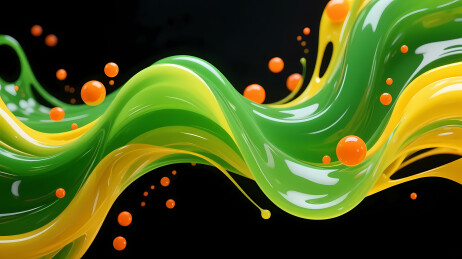 绿色黄色波浪液体