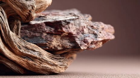 枯木与岩石的自然纹理