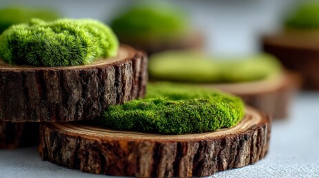 木桩上的青苔装饰