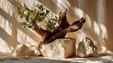 枯木新芽自然生长艺术摆设