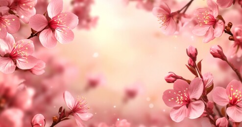 特写粉色绽放樱花