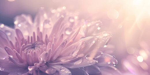 粉瓣晨露水晶花的柔焦瞬间