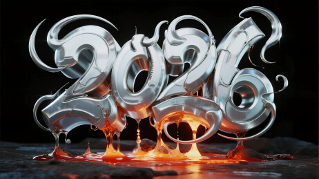 水银融化艺术字“2026”