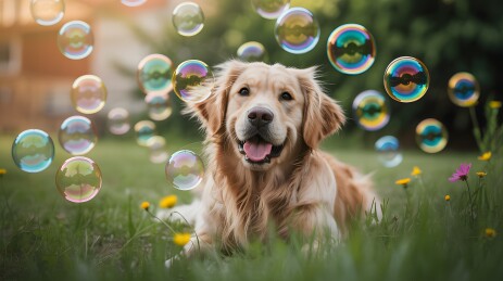 金毛犬与泡泡