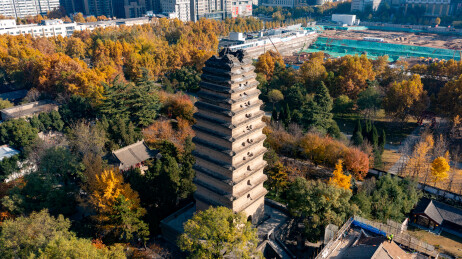 西安小雁塔航拍