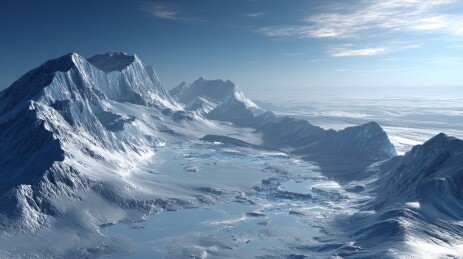 白雪覆盖的壮丽山峰景色