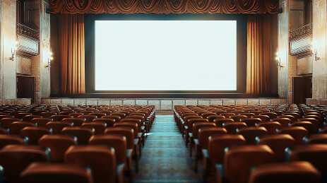 会议室舞台上的3D投影仪白屏背景