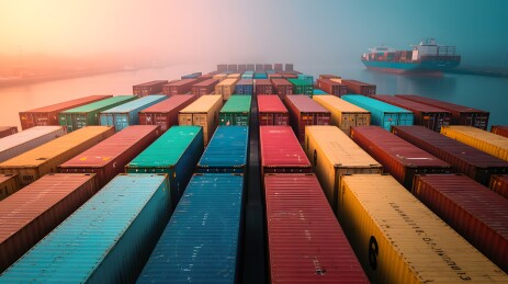 集装箱码头晨景