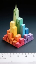 彩虹色纸艺城市模型
