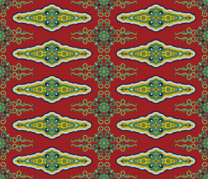 宋代营造法式彩画上的柿蒂卷草纹