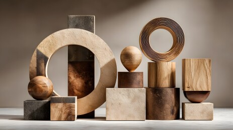 几何木石艺术摆设