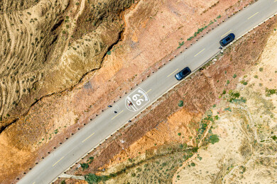 中国宁夏中卫66号公路沿途风光