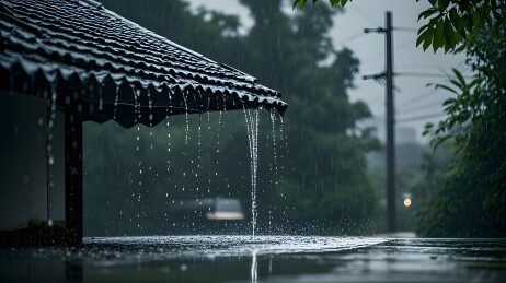 中式雨棚雨水滴落图
