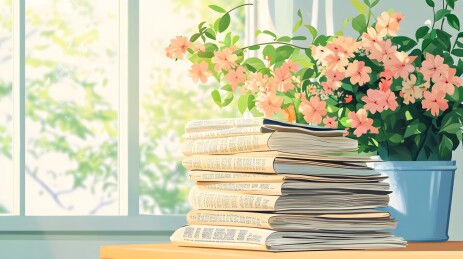 清晨餐桌上的报纸