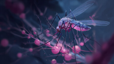 蚊子特写及粉色背景下的细节展示