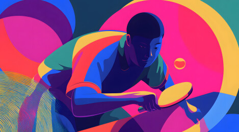 乒乓球运动员插画