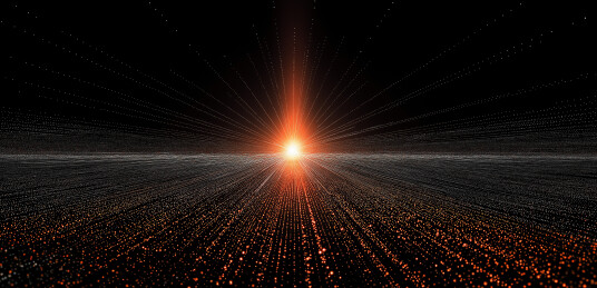 黑底红色光束粒子网格汇聚中心光点