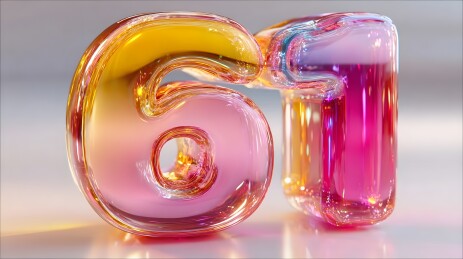彩色玻璃质感数字61