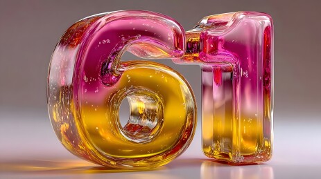 透明玻璃质感数字61
