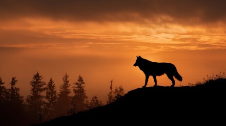 日落时分的狼影