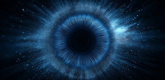 蓝色科技感眼球特效带粒子光芒