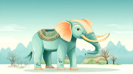 大象大笨象抽象画壁纸绘画插画