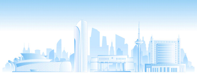 东营蓝色简约城市天际线