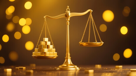 金色天平与金块庄重