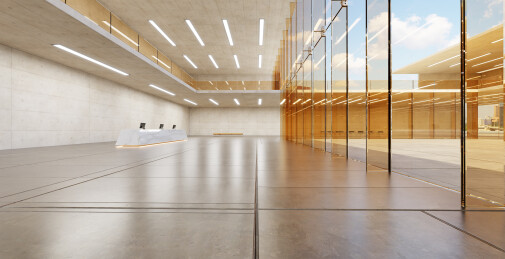 现代大厅玻璃幕墙接待台