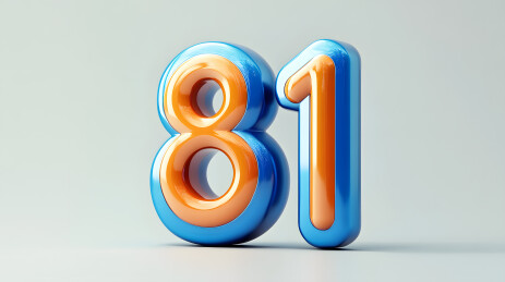 蓝色立体数字81