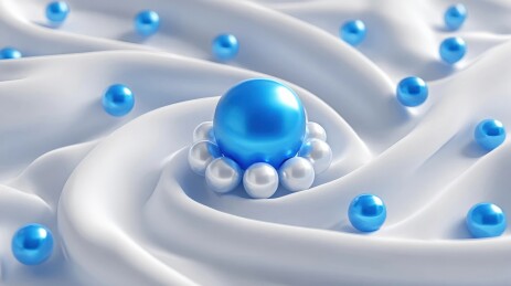 蓝色珠子与白色布料