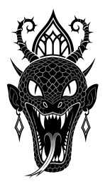 黑色哥特式蛇头恶魔纹身图案