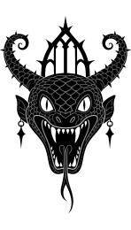 黑色哥特式蛇头恶魔纹身图案
