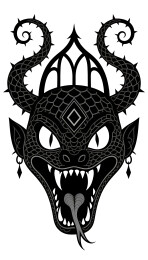 黑色哥特式蛇头恶魔纹身图案