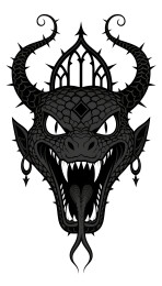 黑色哥特式蛇头恶魔纹身图案