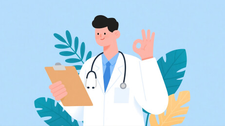 做出OK手势的医生插画