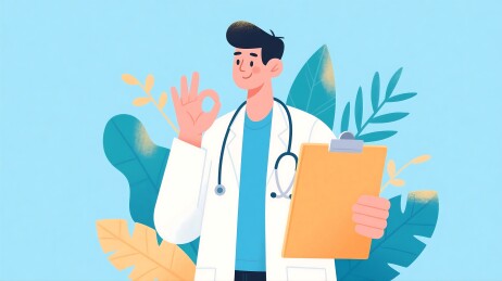 做出OK手势的医生插画