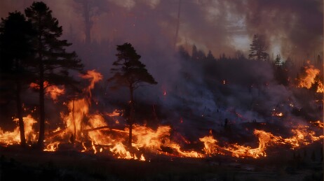 森林大火肆虐浓烟滚滚