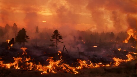 森林大火肆虐浓烟滚滚