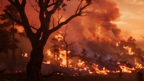 森林大火肆虐浓烟滚滚