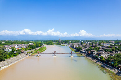 四川崇州元通古镇白昼航拍