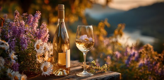高脚杯美酒与鲜花 浪漫户外时光