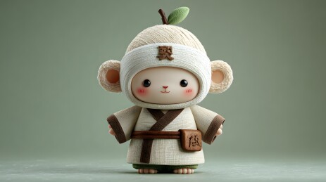 可爱玩偶人物在柔和背景中