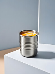 简约金属杯装饮品的摆拍