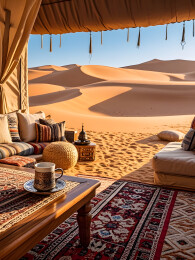 沙漠场景配杯具的户外摆拍