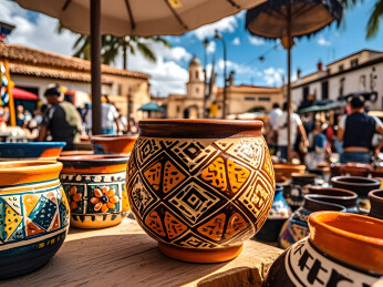 集市杯具的户外摆拍