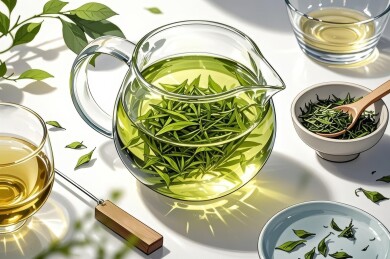 玻璃茶壶透明感茶叶冲泡场景